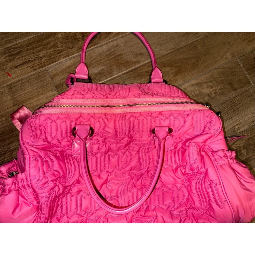 Juicy Couture Pink Duffle Tote Bag Purse Vintage Gothic Logo Daydreamer Y2k - Picture 5 of 10